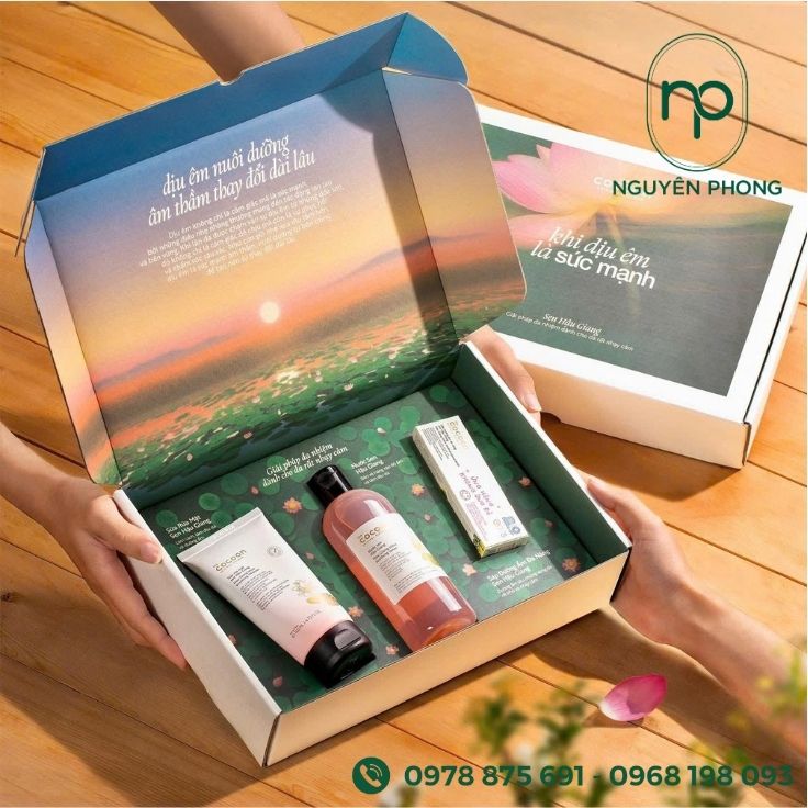 Mẫu hộp giấy dạng nắp cài đựng mỹ phẩm